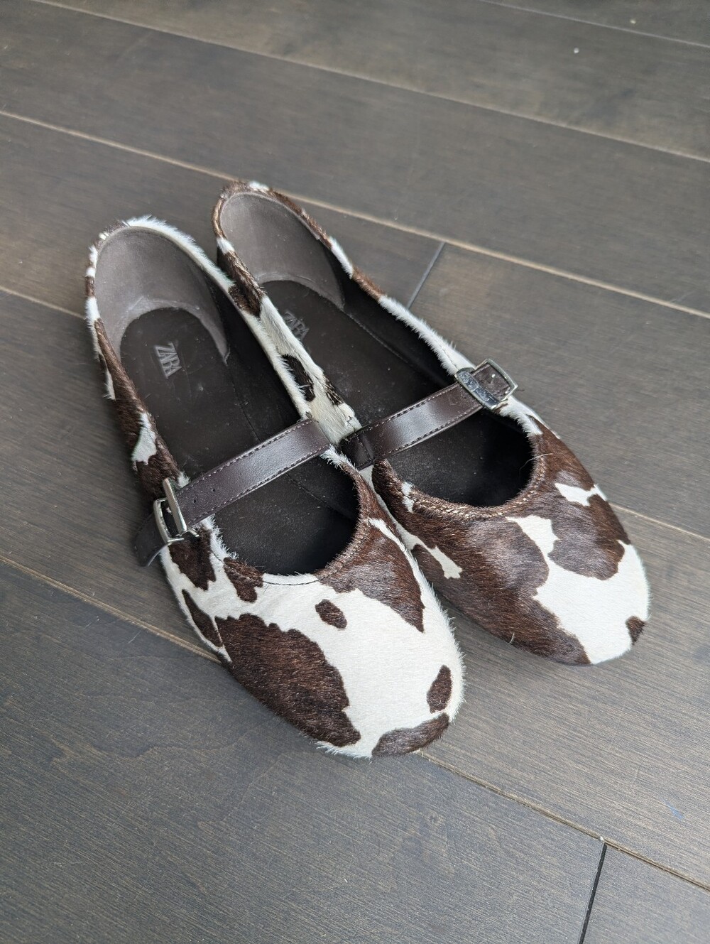 Cow Print Mary Jane Ballet Flat